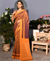 Amber Ikkat  Pure Cotton Pochampalli Saree (without blouse piece)